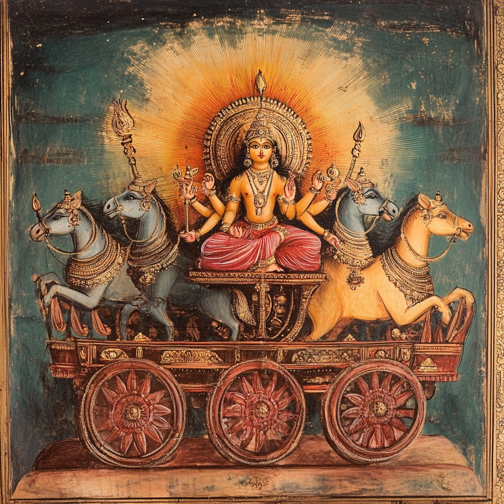 Surya sun god chariot, Hindu cosmic imagery --v 6.1