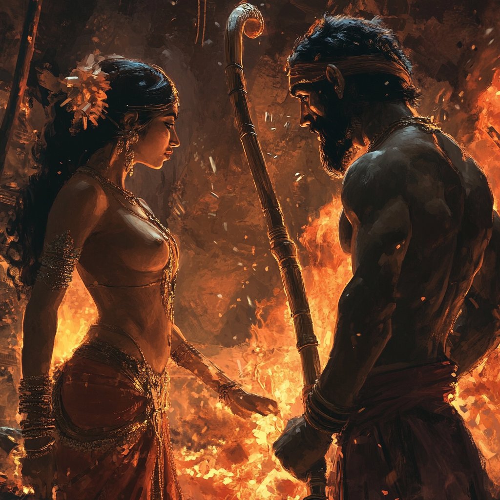 Ram Sita Hanuman, epic Ramayana scene --v 6.1